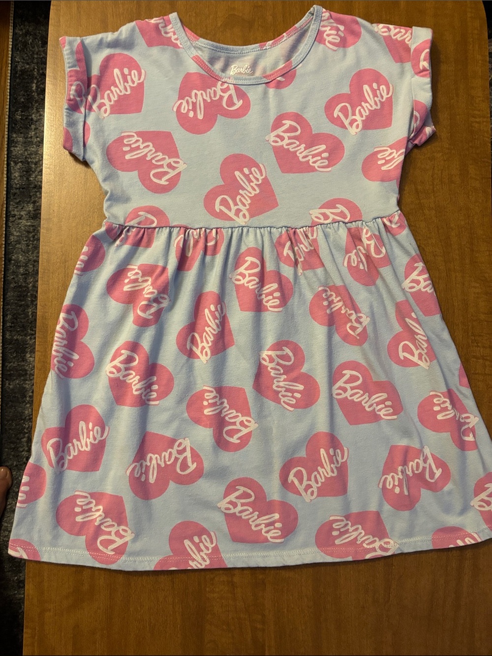 Barbie Light Blue Dress with Pink Heart Logo Print